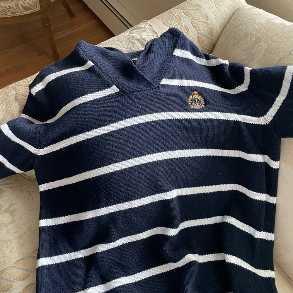 Navy and white cotton Lauren sweater